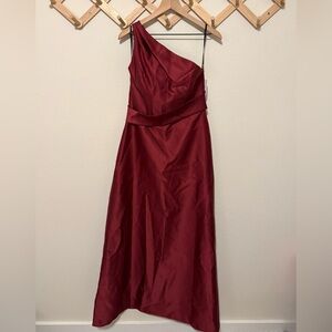 Alfred Sung One-Shoulder Burgundy Evening Gown w/ Pockets Size 10 NWT